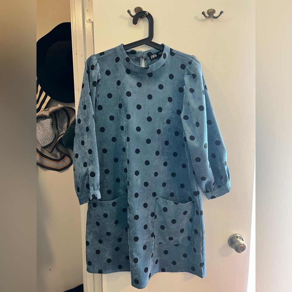 Zara Teal Dress with Black Dots